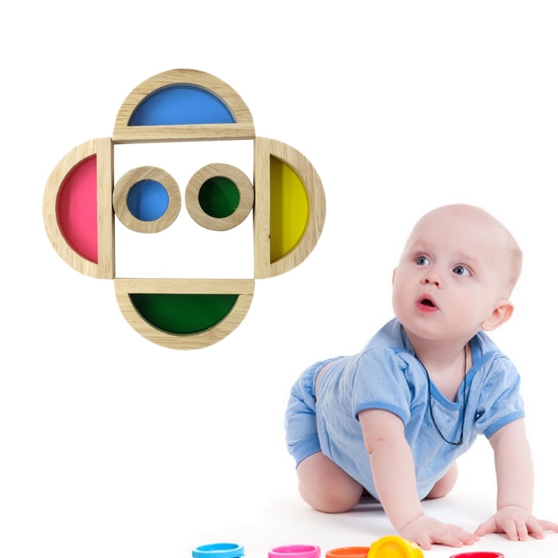 Rainbow Acrylic Wooden Building Blocks Baby Educational Toy Montessori Kids toy